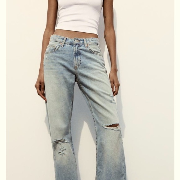 Zara Denim - Zara Distressed Light Blue Denim Jeans